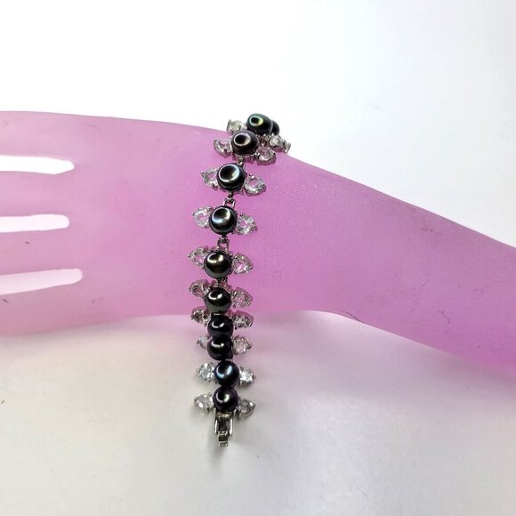 Stunning Black Pearls with Crystals Bracelet - One Of A Kind - Picture 4 of 13